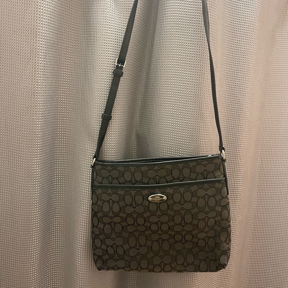 Coach Black and Gray Signature Crossbody Bag